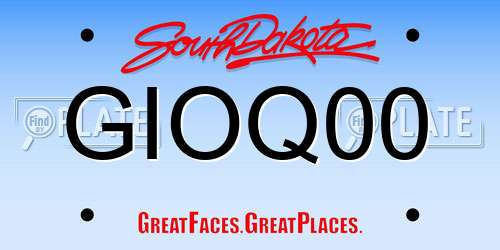 GIOQ00 South Dakota License Plate