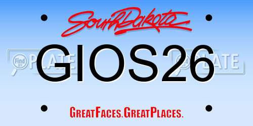 GIOS26 South Dakota License Plate