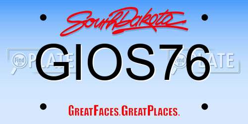 GIOS76 South Dakota License Plate