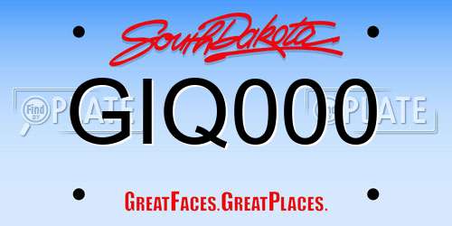 GIQ000 South Dakota License Plate