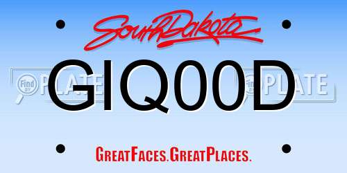 GIQ00D South Dakota License Plate