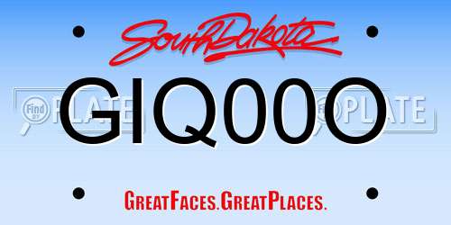 GIQ00O South Dakota License Plate