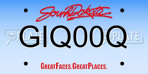 GIQ00Q South Dakota License Plate