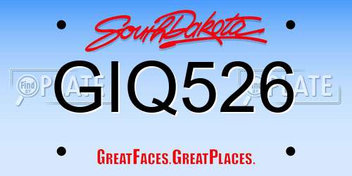GIQ526 South Dakota License Plate