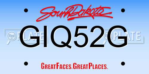 GIQ52G South Dakota License Plate