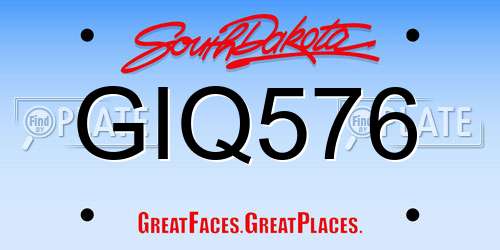 GIQ576 South Dakota License Plate