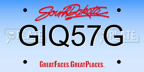 GIQ57G South Dakota License Plate