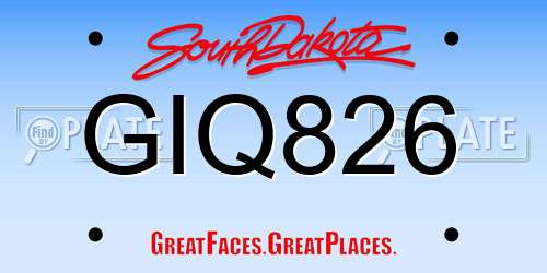 GIQ826 South Dakota License Plate