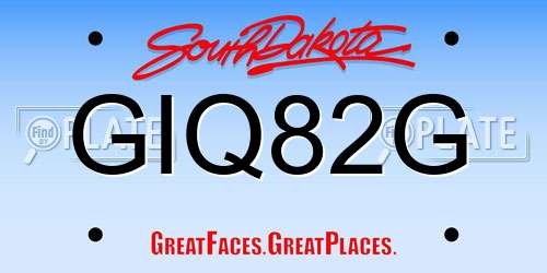 GIQ82G South Dakota License Plate