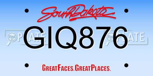 GIQ876 South Dakota License Plate