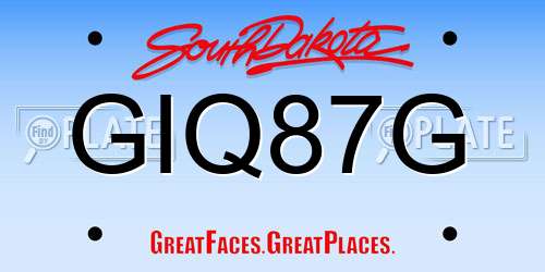 GIQ87G South Dakota License Plate