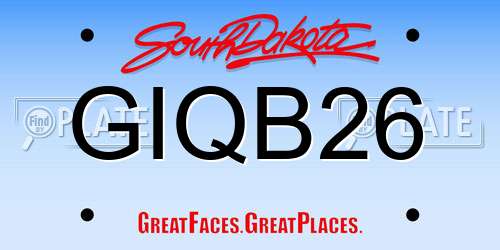 GIQB26 South Dakota License Plate