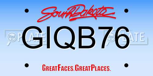 GIQB76 South Dakota License Plate