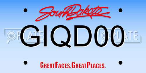 GIQD00 South Dakota License Plate