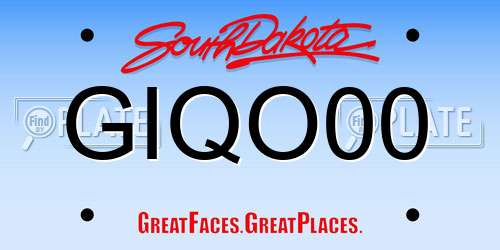 GIQO00 South Dakota License Plate