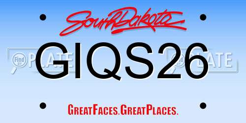 GIQS26 South Dakota License Plate