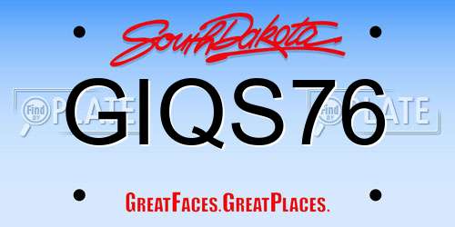 GIQS76 South Dakota License Plate