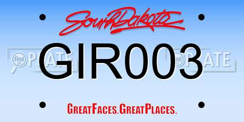 GIR003 South Dakota License Plate