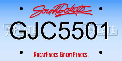 GJC5501 South Dakota License Plate