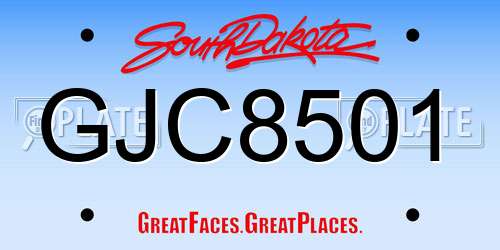 GJC8501 South Dakota License Plate