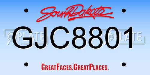 GJC8801 South Dakota License Plate
