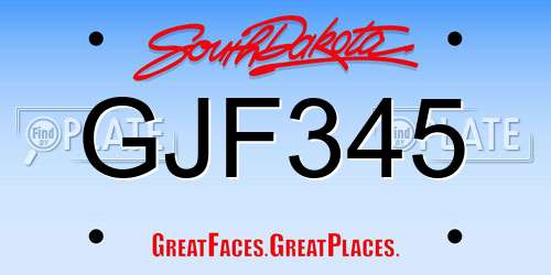 GJF345 South Dakota License Plate