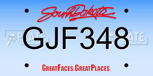 GJF348 South Dakota License Plate