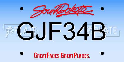 GJF34B South Dakota License Plate