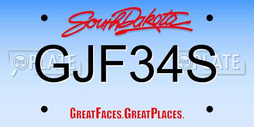 GJF34S South Dakota License Plate