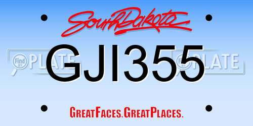 GJI355 South Dakota License Plate