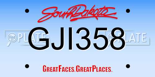 GJI358 South Dakota License Plate