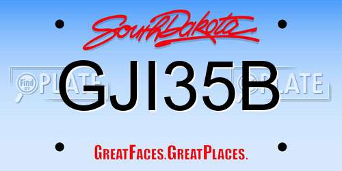 GJI35B South Dakota License Plate