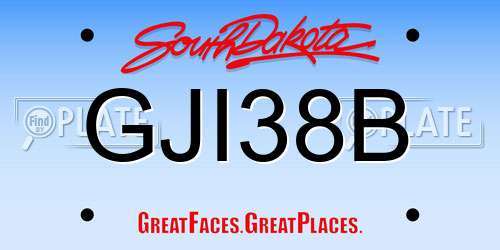 GJI38B South Dakota License Plate