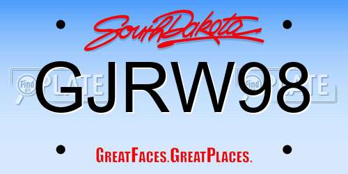 GJRW98 South Dakota License Plate