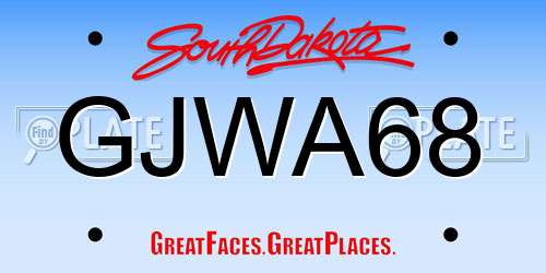 GJWA68 South Dakota License Plate