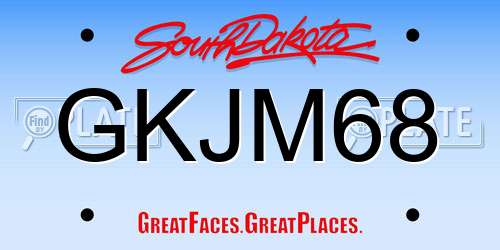 GKJM68 South Dakota License Plate
