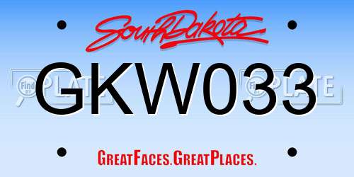 GKW033 South Dakota License Plate