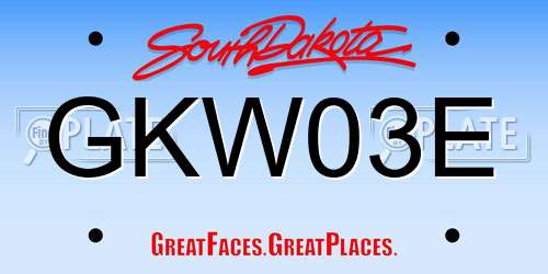 GKW03E South Dakota License Plate
