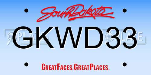 GKWD33 South Dakota License Plate