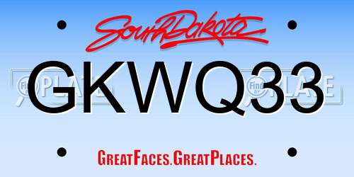 GKWQ33 South Dakota License Plate