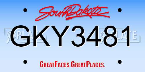 GKY3481 South Dakota License Plate