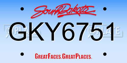 GKY6751 South Dakota License Plate