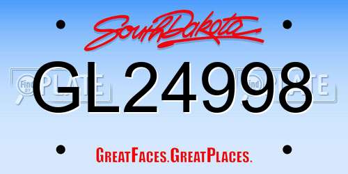 GL24998 South Dakota License Plate