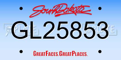 GL25853 South Dakota License Plate