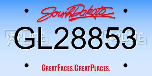 GL28853 South Dakota License Plate