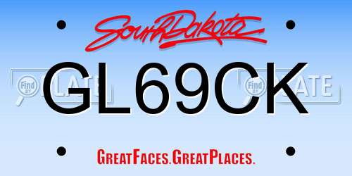 GL69CK South Dakota License Plate