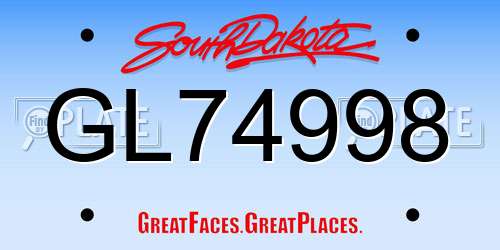 GL74998 South Dakota License Plate