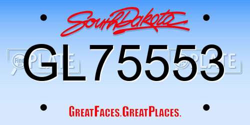 GL75553 South Dakota License Plate