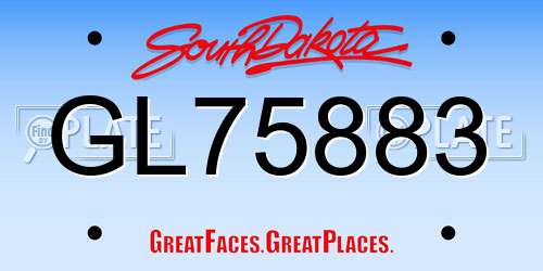 GL75883 South Dakota License Plate