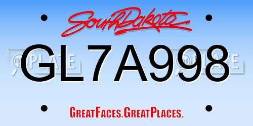 GL7A998 South Dakota License Plate
